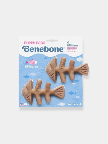 Pack De 2 Jouets à Mâcher Pour Chiot - Fishbone Au Saumon 🐟 - Benebone