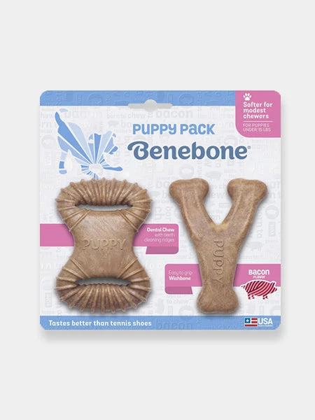 Pack De 2 Jouets à Mâcher Pour Chiot - Dental Chew / Wishbone Bacon 🥓 - Benebone