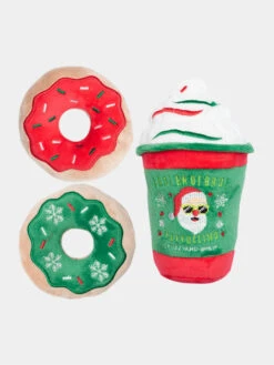 Fuzzyard Lot De 3 Jouets De Noel Pour Chien - BRO! BRO! BRO! Puppuccino Et Donuts