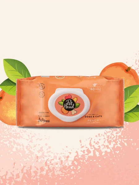 Pet Head 80 Lingettes Lavantes Pour Chien - Biodégradables - Parfum Pêche – Image 2