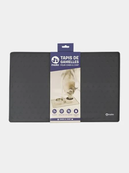 Tapis De Gamelle Pour Chien Et Chat - Gris Foncé
