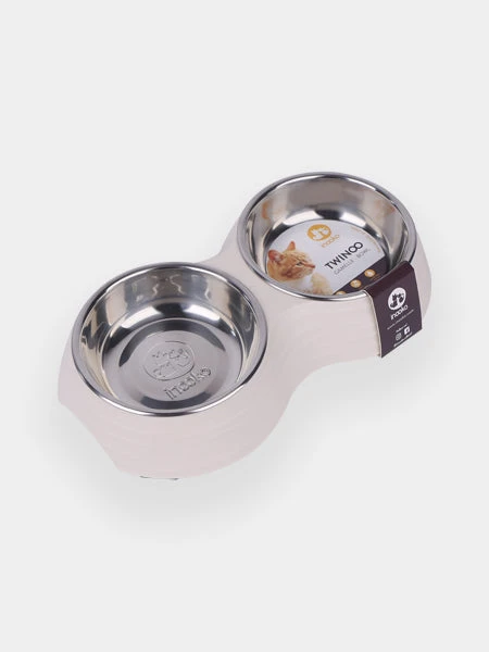 Gamelle Double TWINOO Pour Chat - Sable