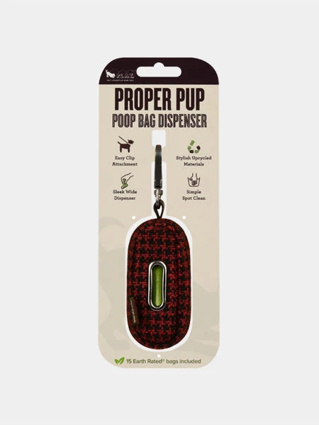 Distributeur Sacs Ă Crottes Pour Chien En Tissu - Tweed Noir Et Rouge â Image 2