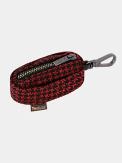 Distributeur Sacs Ă Crottes Pour Chien En Tissu - Tweed Noir Et Rouge